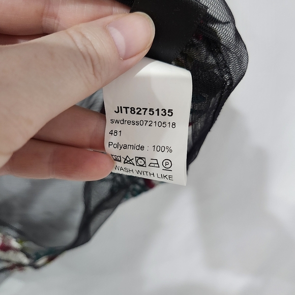 Black Sheer Women's Dress Size XS Colorful Floral Festival Art To Wear Eclectic - Picture 6 of 6